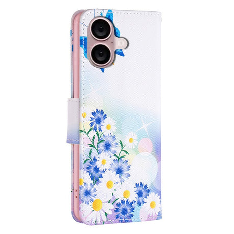 EIDERWOOD iPhone 16 Læder Cover m. Pung & Ståfunktion - Blomster og Sommerfugl