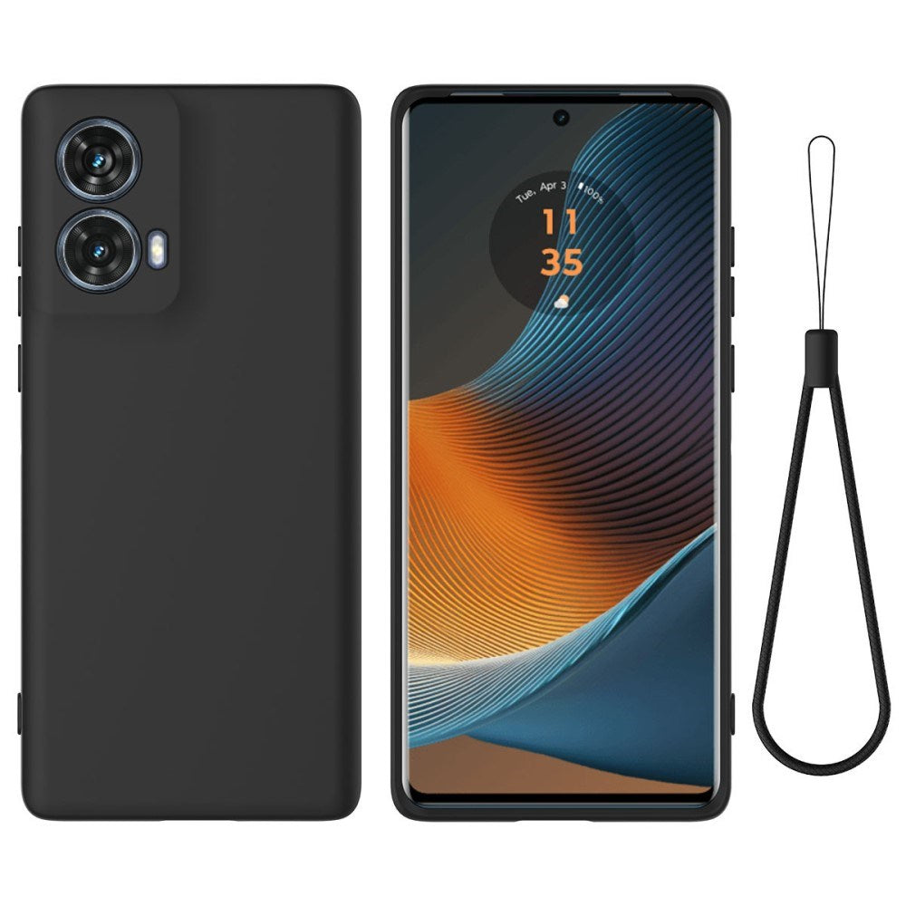 Motorola Moto G85 (5G) Liquid Silikone Cover m. Strop - Sort
