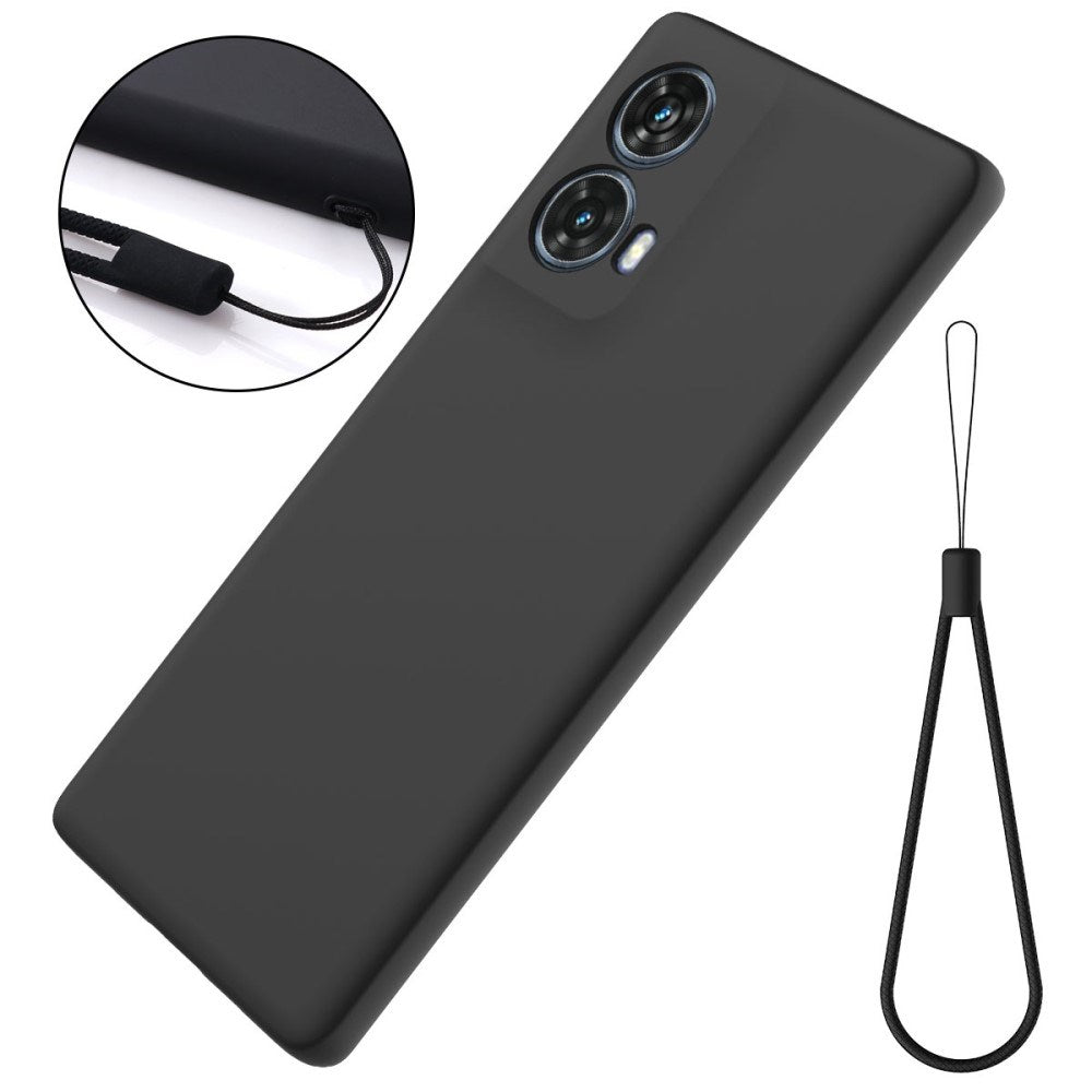 Motorola Moto G85 (5G) Liquid Silikone Cover m. Strop - Sort