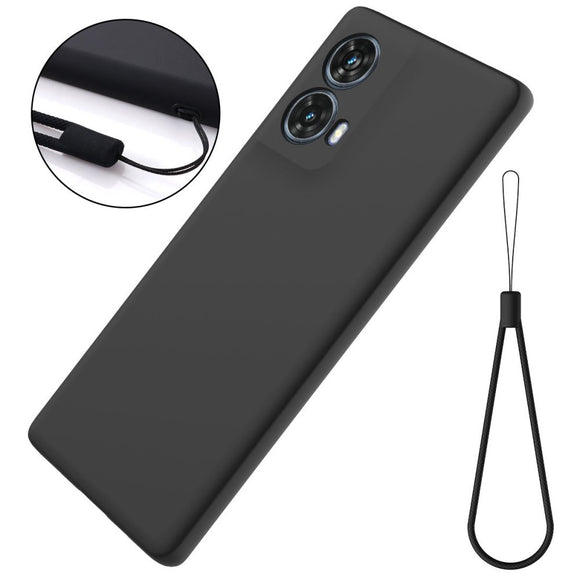 Motorola Moto G85 (5G) Liquid Silikone Cover m. Strop - Sort
