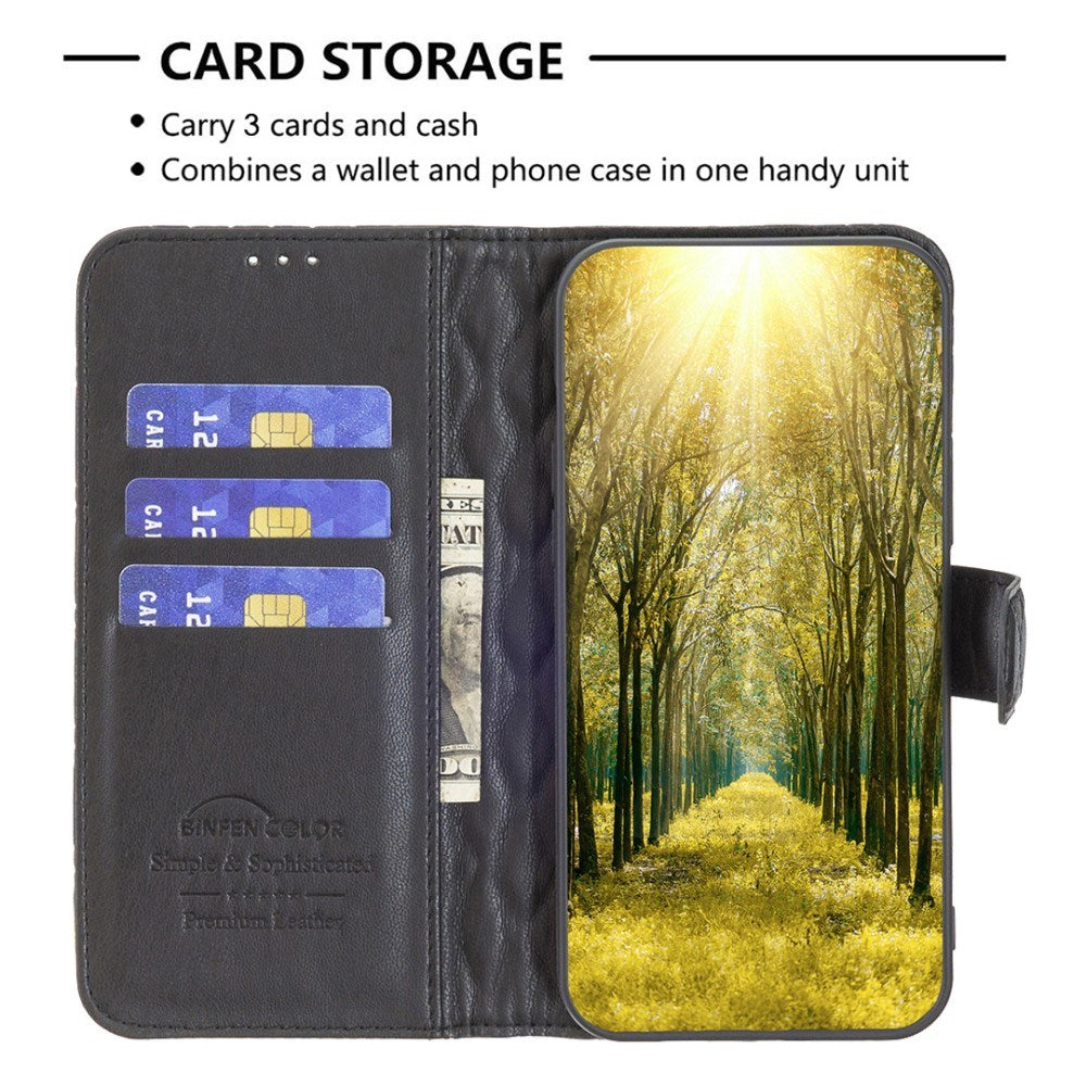 EIDERWOOD OnePlus Nord CE4 Lite (5G) Læder Cover m. Pung & Strop - Rhombus - Sort