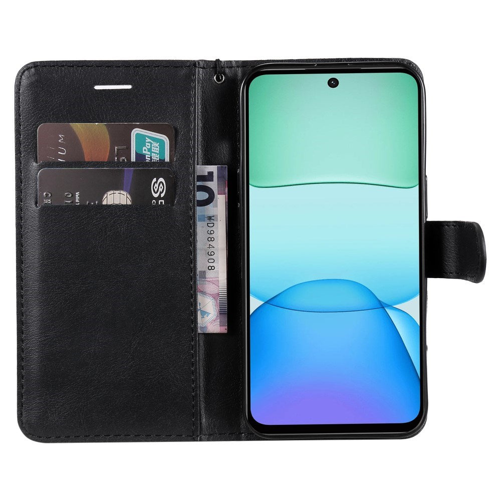EIDERWOOD Xiaomi Redmi 13 Kunstlæder Flip Cover m. Pung og Strop - Sort