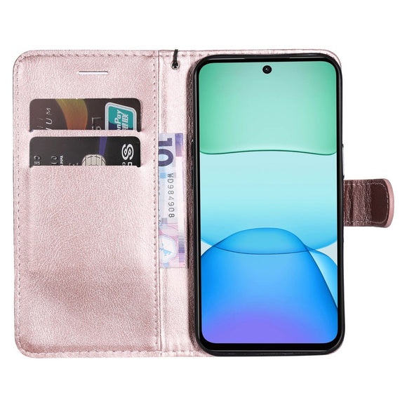 EIDERWOOD Xiaomi Redmi 13 Kunstlæder Flip Cover m. Pung og Strop - Rose Gold