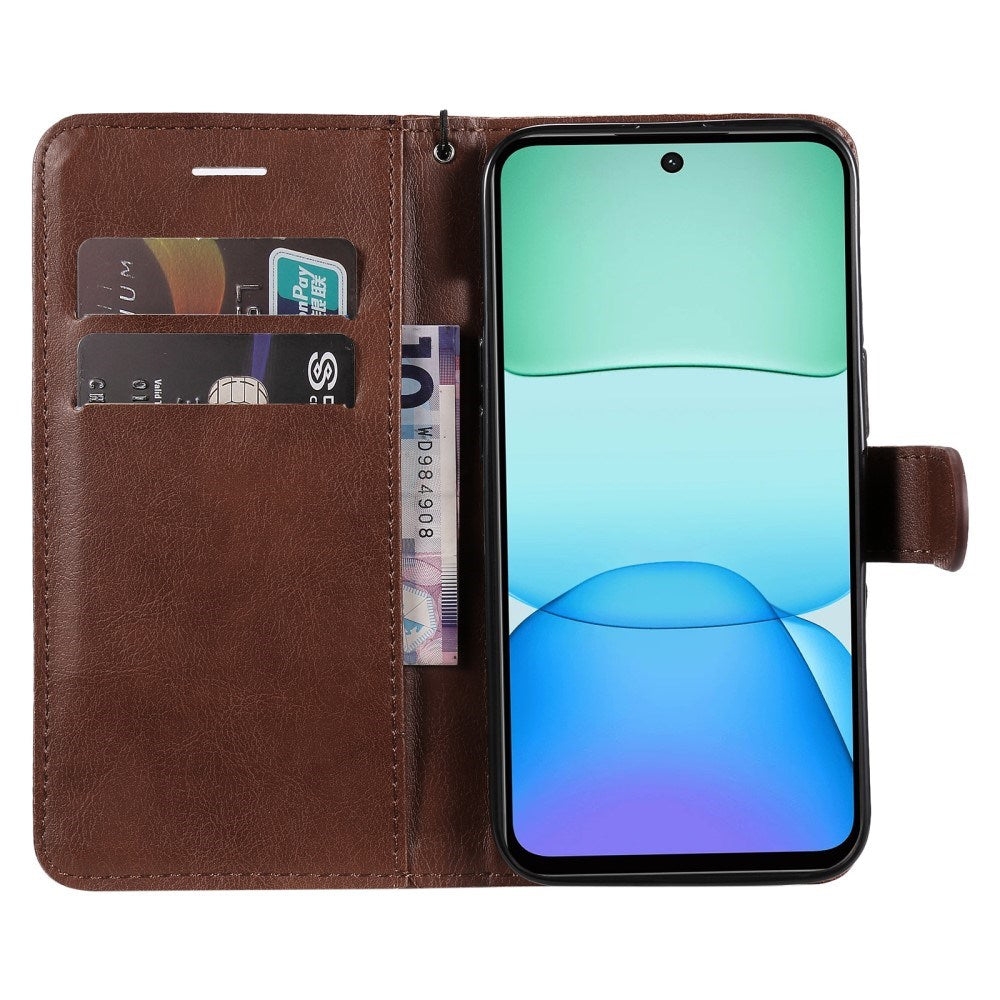 EIDERWOOD Xiaomi Redmi 13 Kunstlæder Flip Cover m. Pung og Strop - Brun
