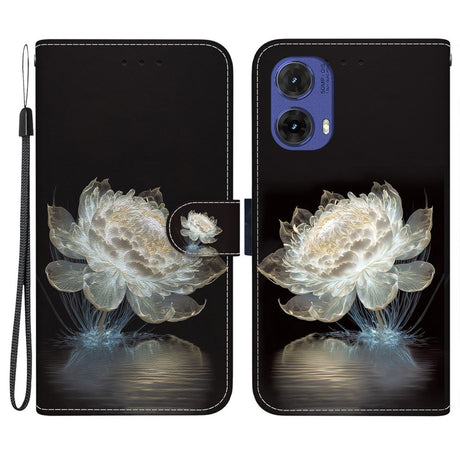 EIDERWOOD Motorola Moto G85 (5G) Læder Cover m. Pung & Strop - Hvid Blomst