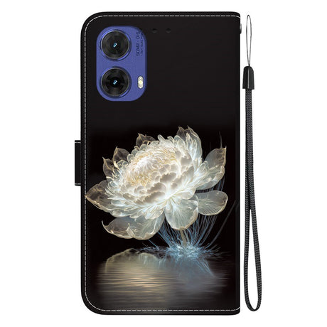 EIDERWOOD Motorola Moto G85 (5G) Læder Cover m. Pung & Strop - Hvid Blomst