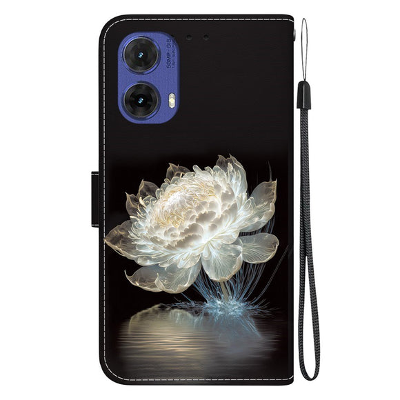 EIDERWOOD Motorola Moto G85 (5G) Læder Cover m. Pung & Strop - Hvid Blomst