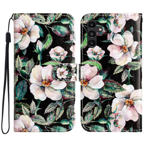 EIDERWOOD Samsung Galaxy S24 FE Vegansk Læder Flip Cover m. Strop og Kortholder - Magnolia Blomster