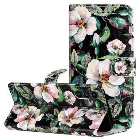 EIDERWOOD Samsung Galaxy S24 FE Vegansk Læder Flip Cover m. Strop og Kortholder - Magnolia Blomster