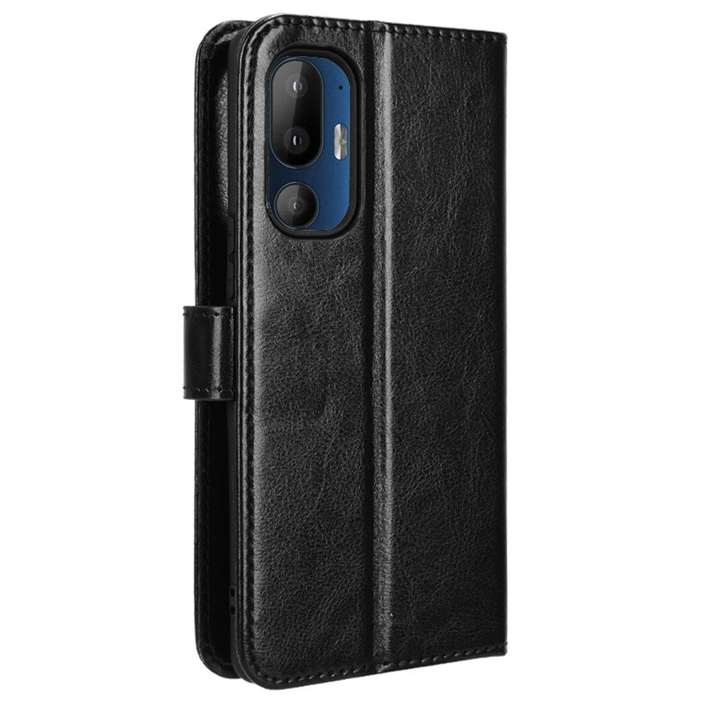 EIDERWOOD HTC U24 Pro (5G) Blankt Læder Cover m. Pung & Strop - Sort
