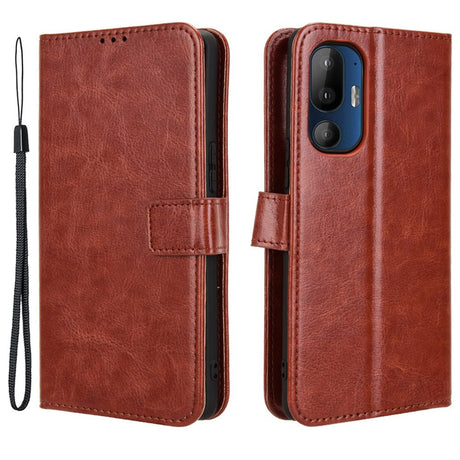 EIDERWOOD HTC U24 Pro (5G) Blankt Læder Cover m. Pung & Strop - Brun