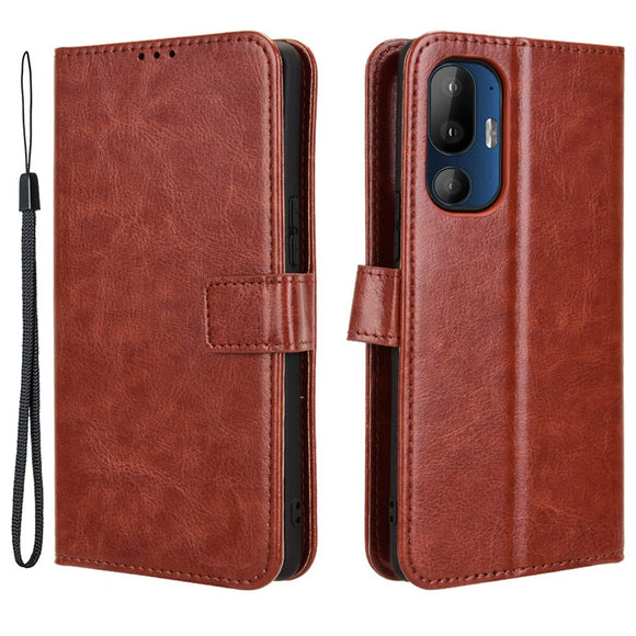 EIDERWOOD HTC U24 Pro (5G) Blankt Læder Cover m. Pung & Strop - Brun