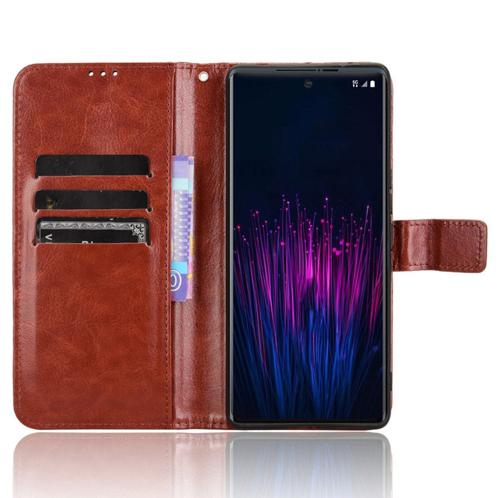 EIDERWOOD HTC U24 Pro (5G) Blankt Læder Cover m. Pung & Strop - Brun