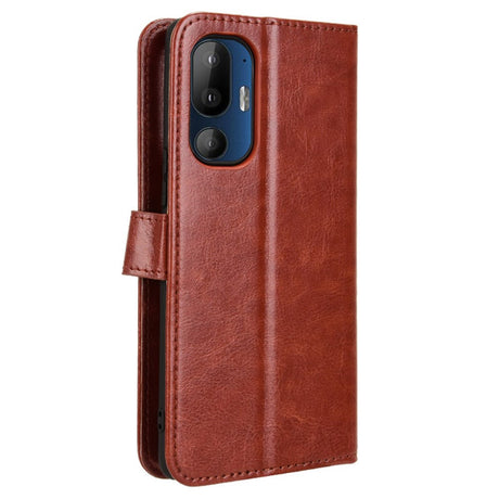EIDERWOOD HTC U24 Pro (5G) Blankt Læder Cover m. Pung & Strop - Brun