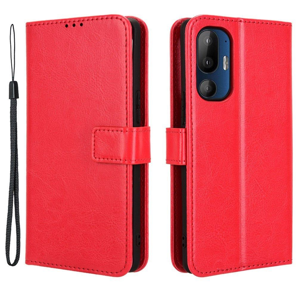 EIDERWOOD HTC U24 Pro (5G) Blankt Læder Cover m. Pung & Strop - Rød