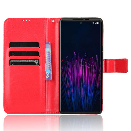 EIDERWOOD HTC U24 Pro (5G) Blankt Læder Cover m. Pung & Strop - Rød