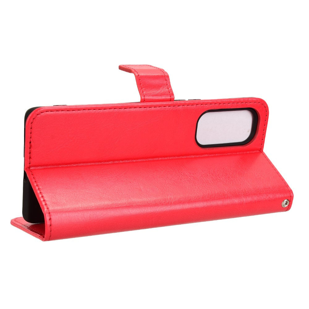 EIDERWOOD HTC U24 Pro (5G) Blankt Læder Cover m. Pung & Strop - Rød