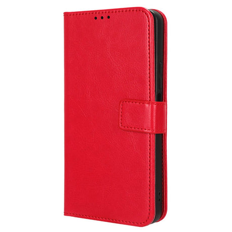 EIDERWOOD HTC U24 Pro (5G) Blankt Læder Cover m. Pung & Strop - Rød