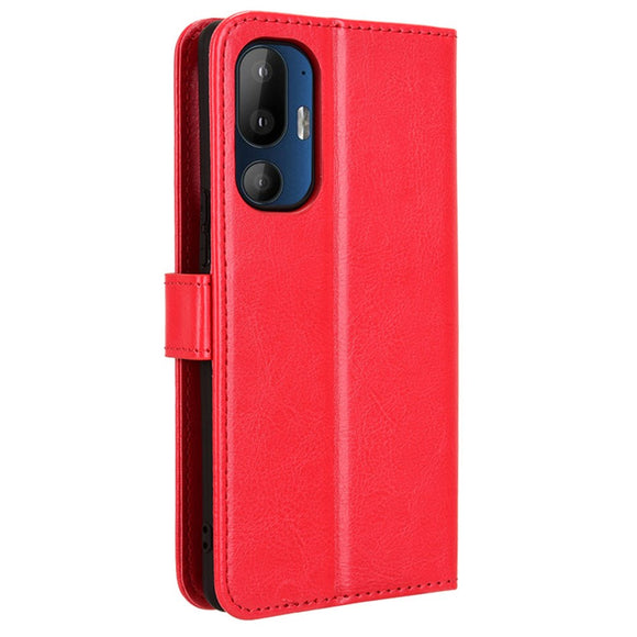 EIDERWOOD HTC U24 Pro (5G) Blankt Læder Cover m. Pung & Strop - Rød