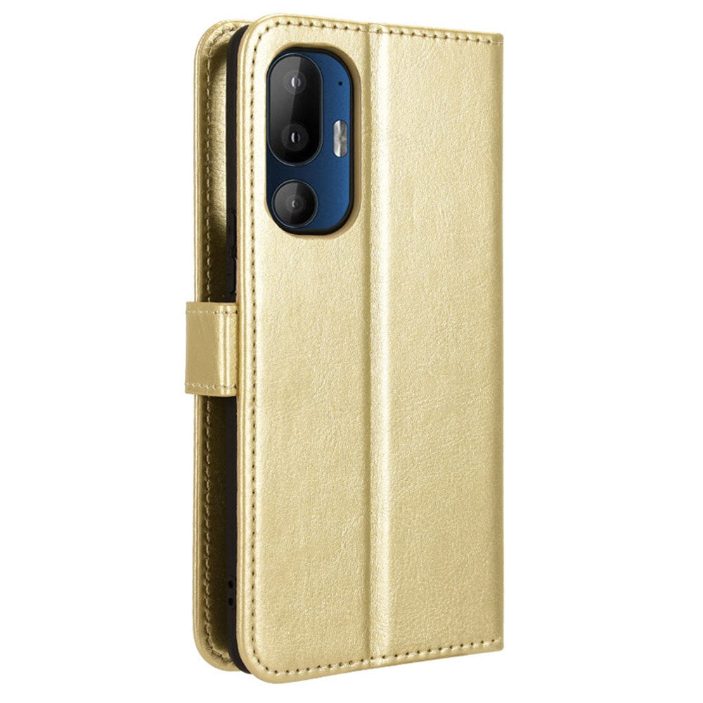 EIDERWOOD HTC U24 Pro (5G) Blankt Læder Cover m. Pung & Strop - Guld