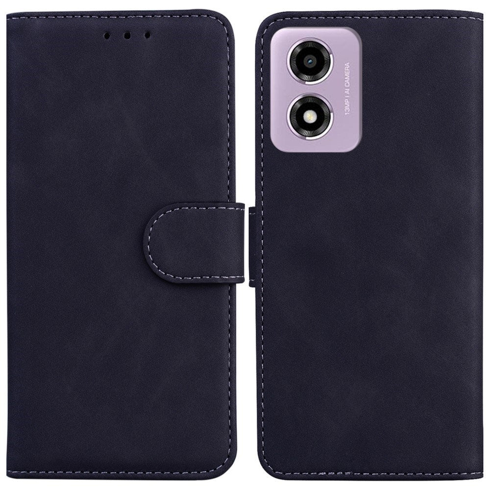 EIDERWOOD Motorola Moto E14 (4G) / G04s (4G) Kunstlæder Flip Cover m. Kortholder & Ståfunktion - Sort