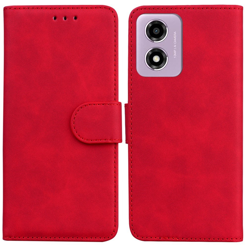 EIDERWOOD Motorola Moto E14 (4G) / G04s (4G) Kunstlæder Flip Cover m. Kortholder & Ståfunktion - Rød