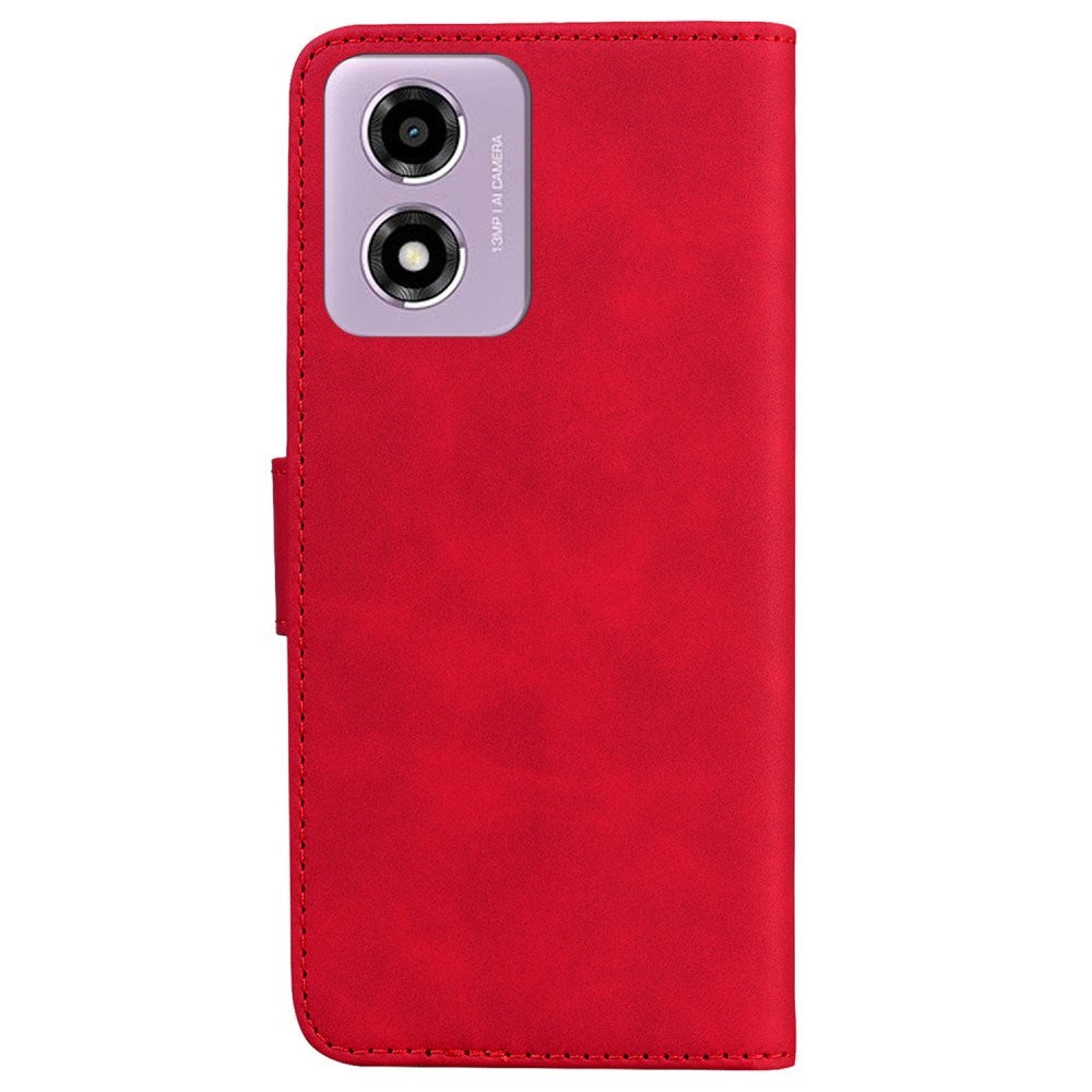 EIDERWOOD Motorola Moto E14 (4G) / G04s (4G) Kunstlæder Flip Cover m. Kortholder & Ståfunktion - Rød