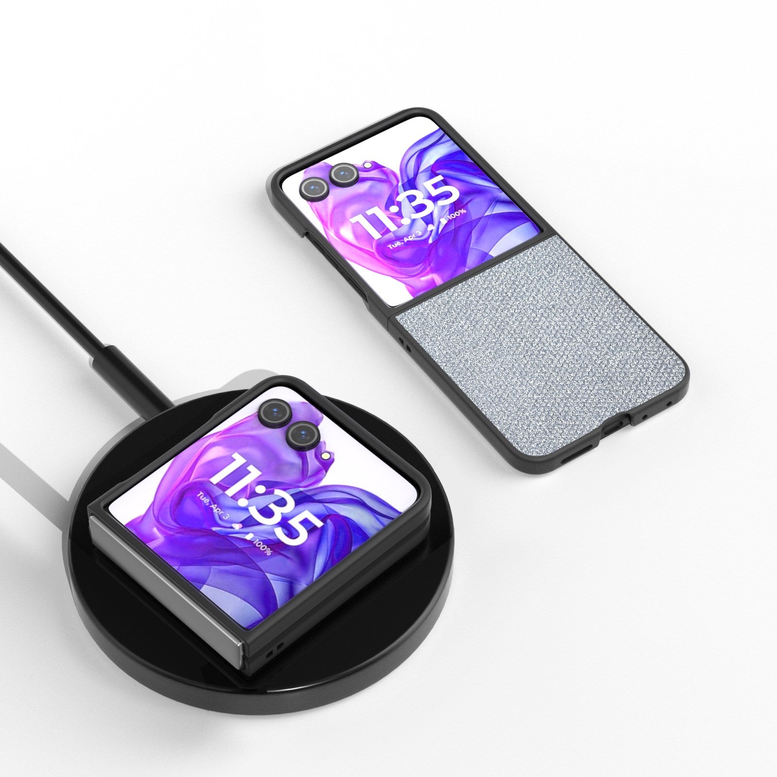 EIDERWOOD Motorola Razr 50 Ultra (5G) Vegansk Læder Glimmer Cover - Grå