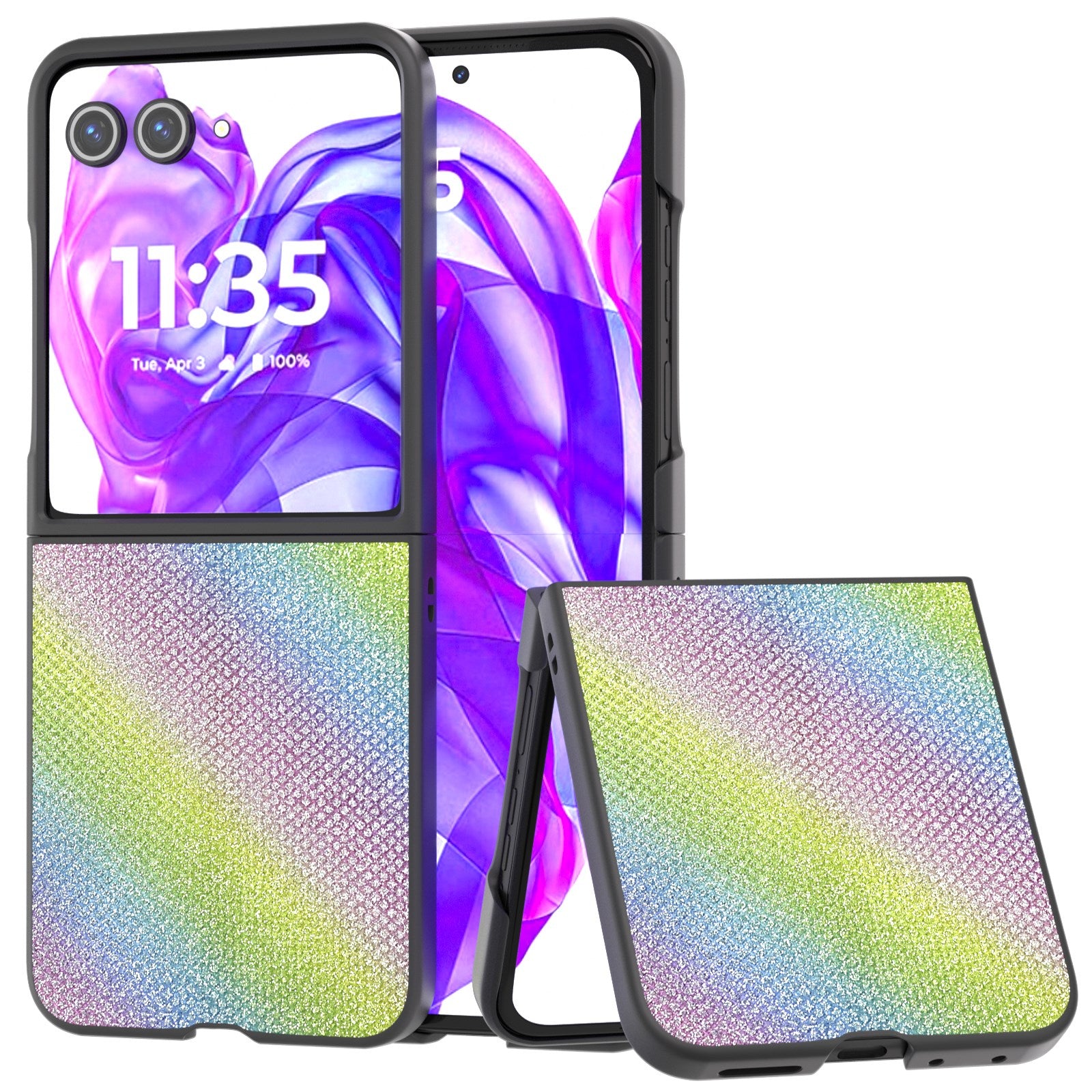 EIDERWOOD Motorola Razr 50 Ultra (5G) Vegansk Læder Glimmer Cover - Regnbue