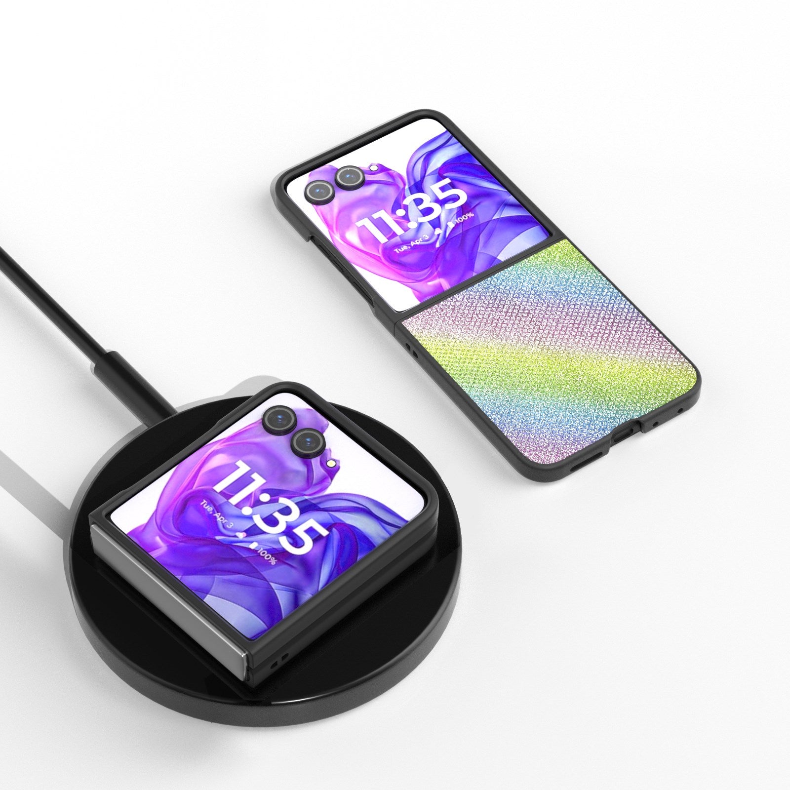 EIDERWOOD Motorola Razr 50 Ultra (5G) Vegansk Læder Glimmer Cover - Regnbue