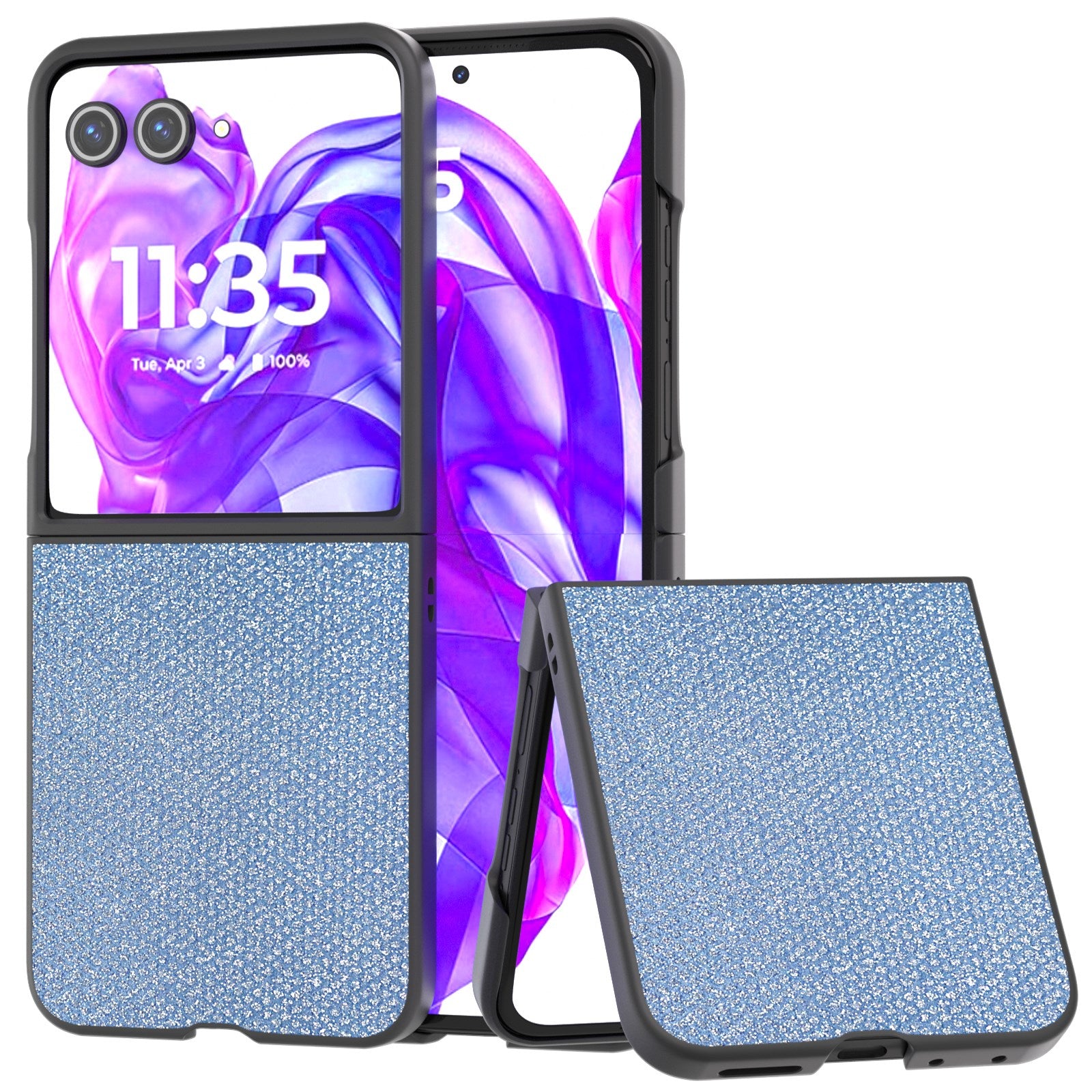 EIDERWOOD Motorola Razr 50 Ultra (5G) Vegansk Læder Glimmer Cover - Blå