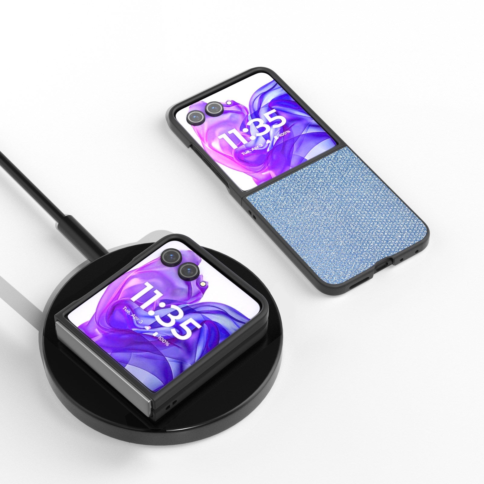 EIDERWOOD Motorola Razr 50 Ultra (5G) Vegansk Læder Glimmer Cover - Blå