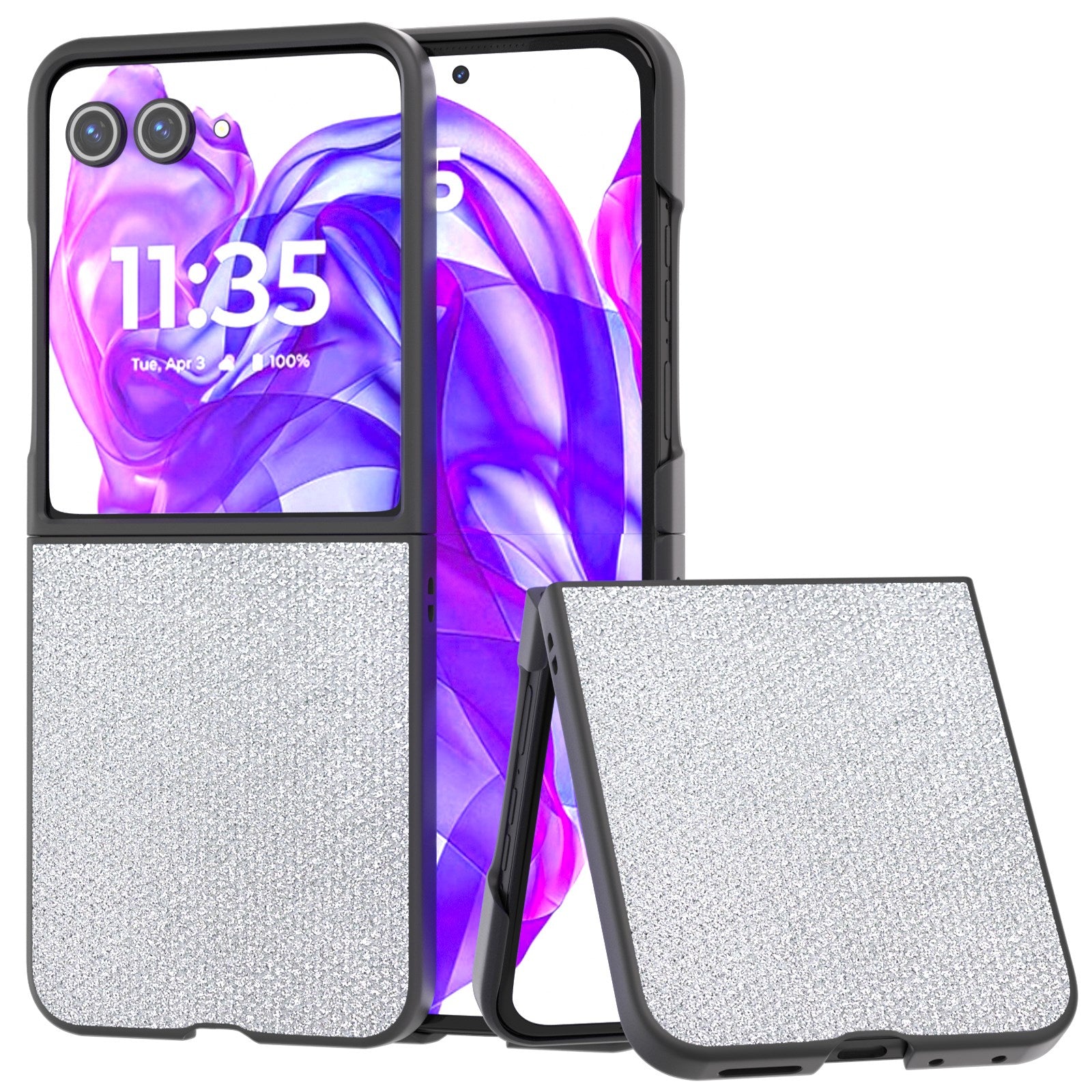 EIDERWOOD Motorola Razr 50 Ultra (5G) Vegansk Læder Glimmer Cover - Sølv