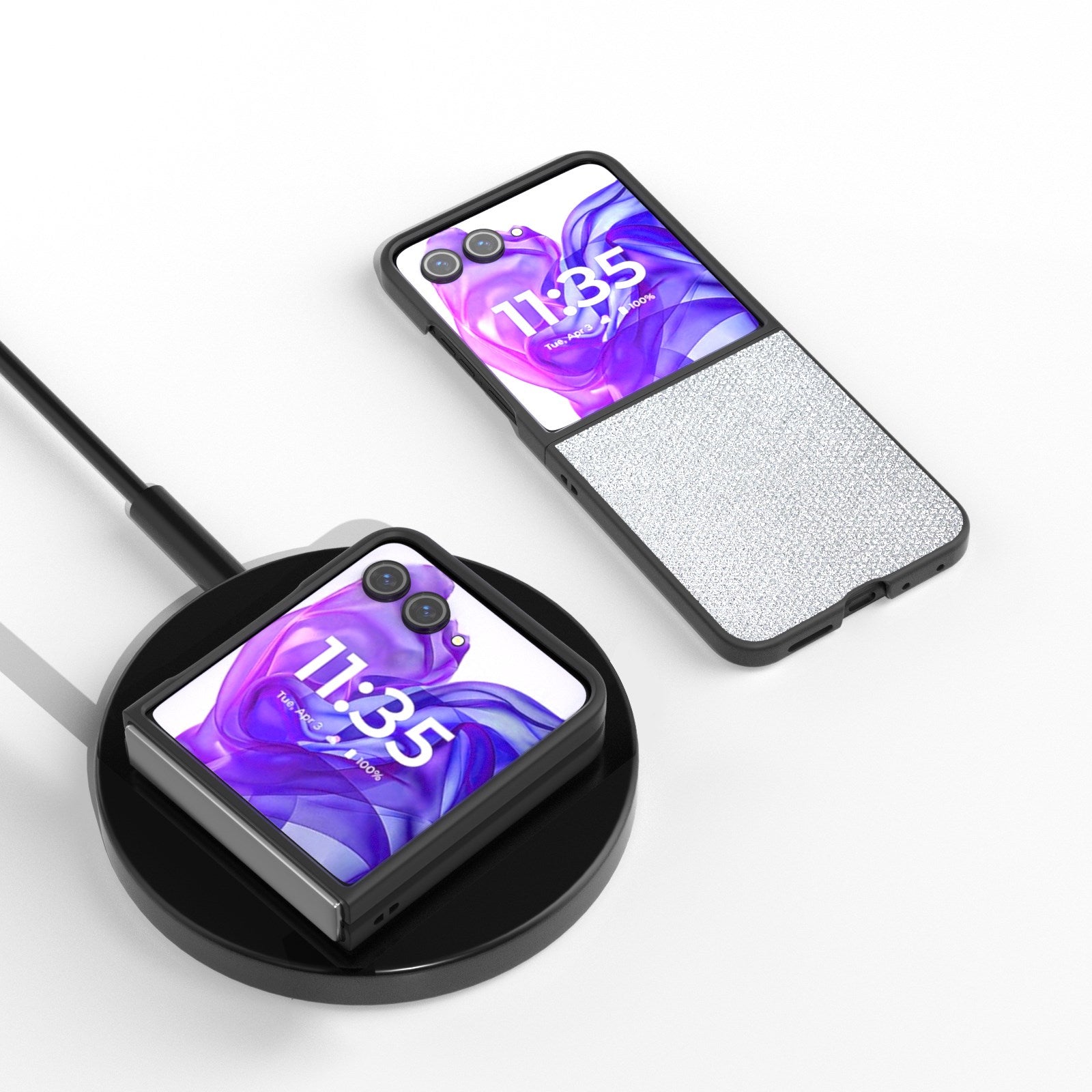 EIDERWOOD Motorola Razr 50 Ultra (5G) Vegansk Læder Glimmer Cover - Sølv