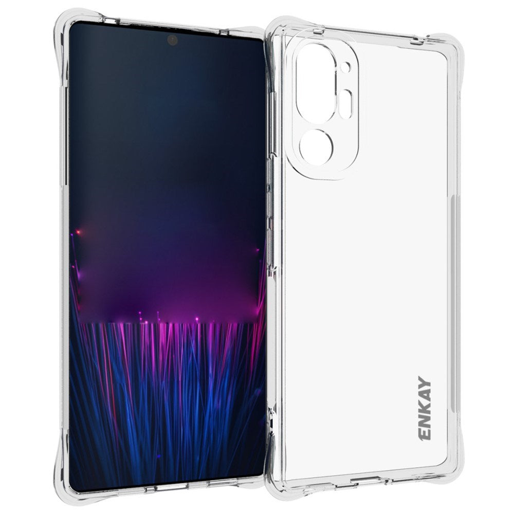 HTC U24 Pro (5G) Plastik Cover m. Stødabsorberende Hjørner - Gennemsigtig