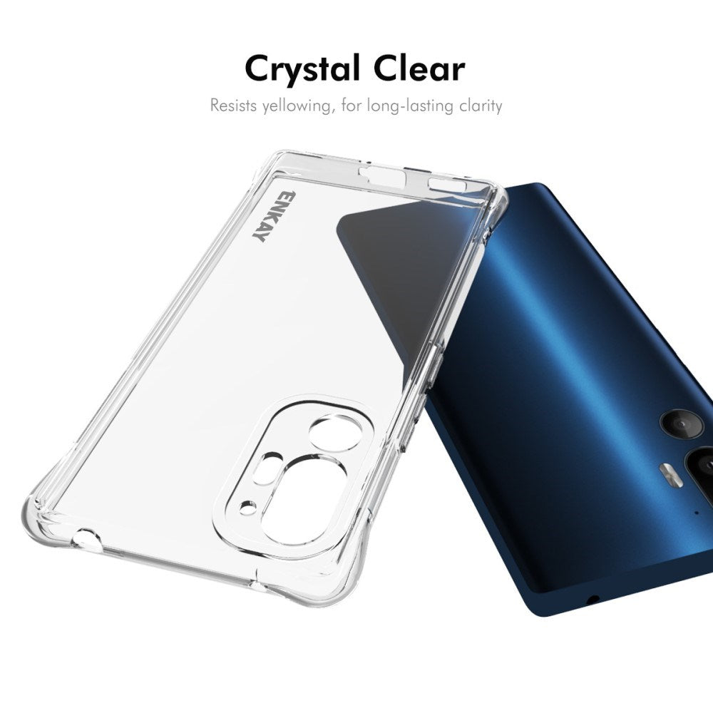 HTC U24 Pro (5G) Plastik Cover m. Stødabsorberende Hjørner - Gennemsigtig