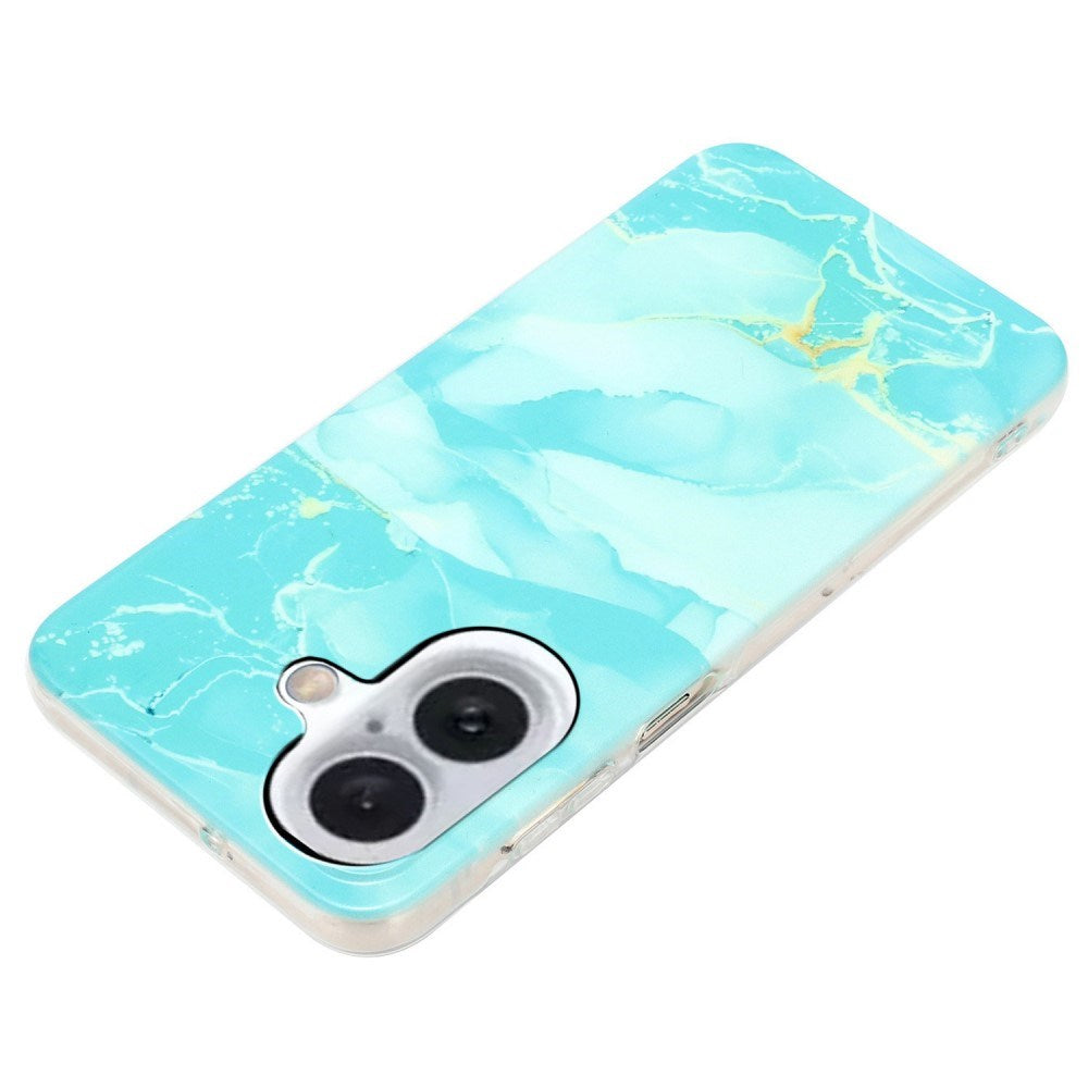 EIDERWOOD iPhone 16 Plus Fleksibelt Plastik Cover m. Marmor Design - Blå