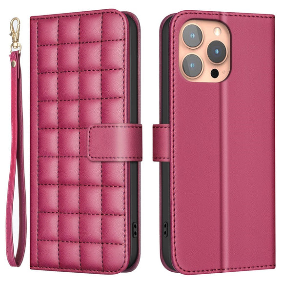 iPhone 16 Pro Ternet Læder Flip Cover m. Pung & Strop - Rød