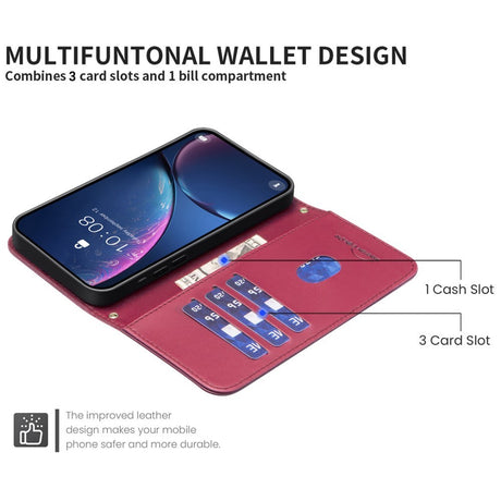 iPhone 16 Pro Ternet Læder Flip Cover m. Pung & Strop - Rød