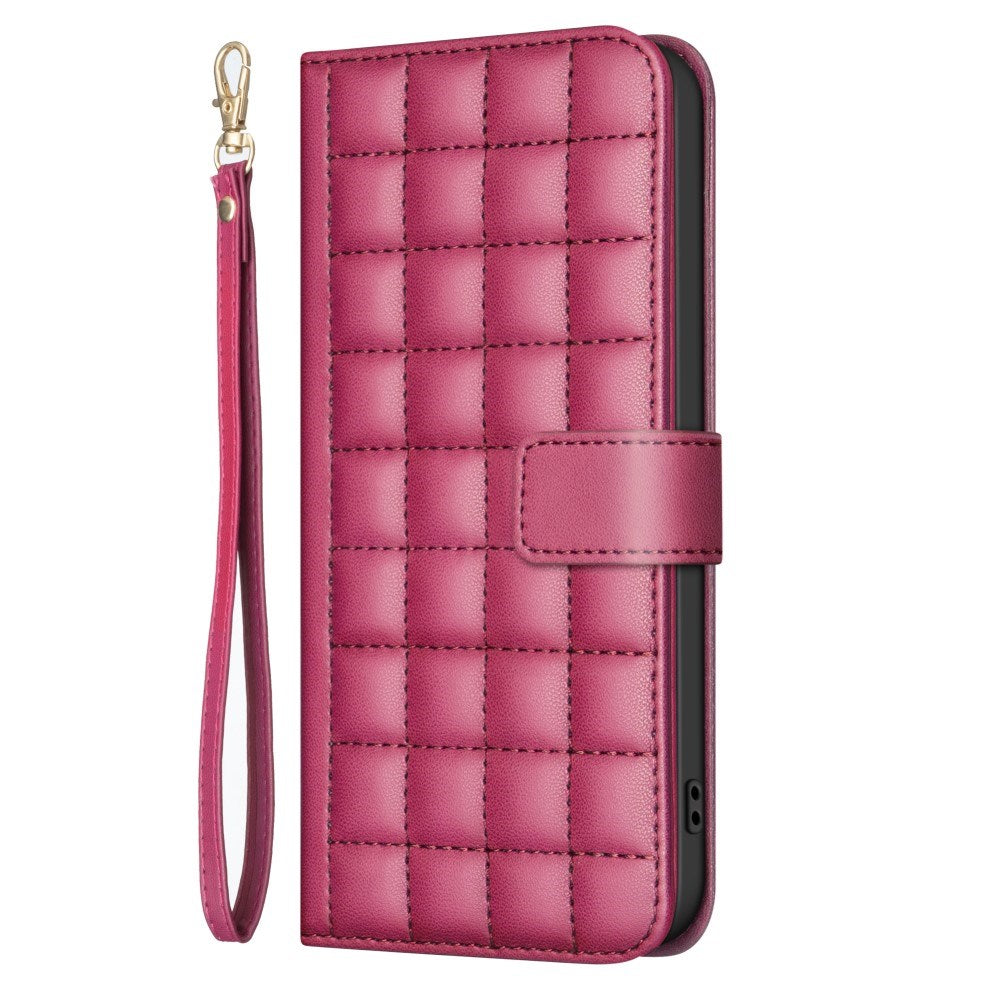 iPhone 16 Pro Ternet Læder Flip Cover m. Pung & Strop - Rød