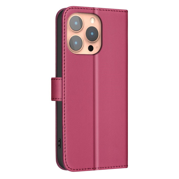 iPhone 16 Pro Ternet Læder Flip Cover m. Pung & Strop - Rød