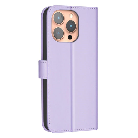 iPhone 16 Pro Ternet Læder Flip Cover m. Pung & Strop - Lilla