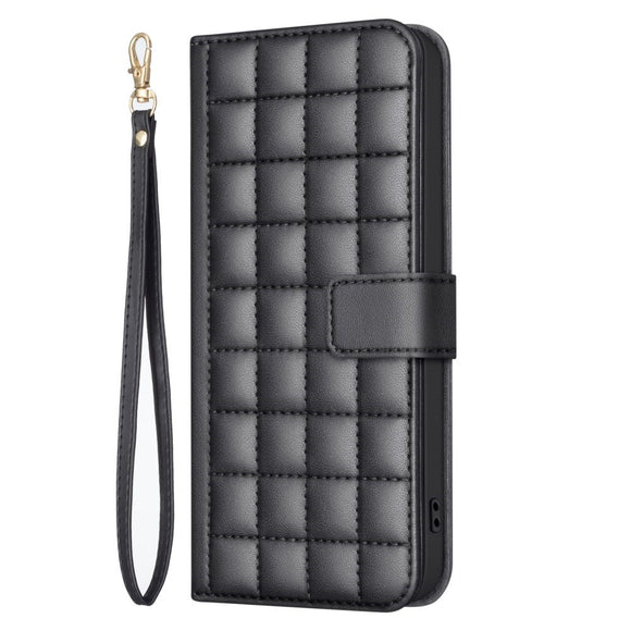 iPhone 16 Ternet Læder Flip Cover m. Pung & Strop - Sort