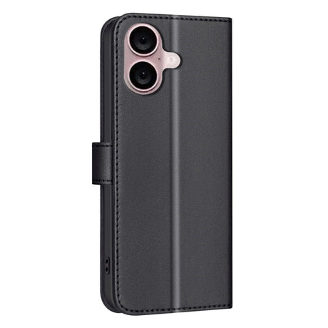 iPhone 16 Ternet Læder Flip Cover m. Pung & Strop - Sort