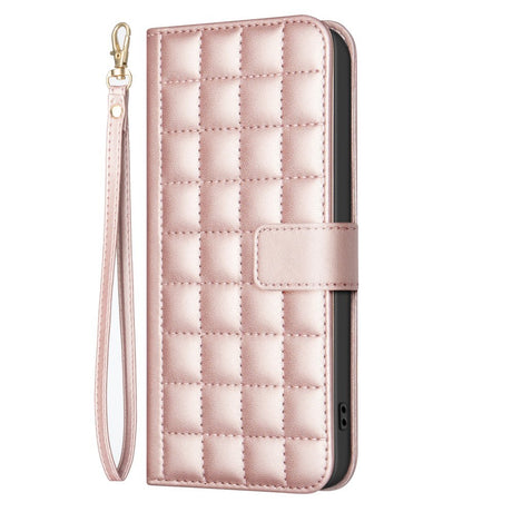 iPhone 16 Ternet Læder Flip Cover m. Pung & Strop - Rose Gold