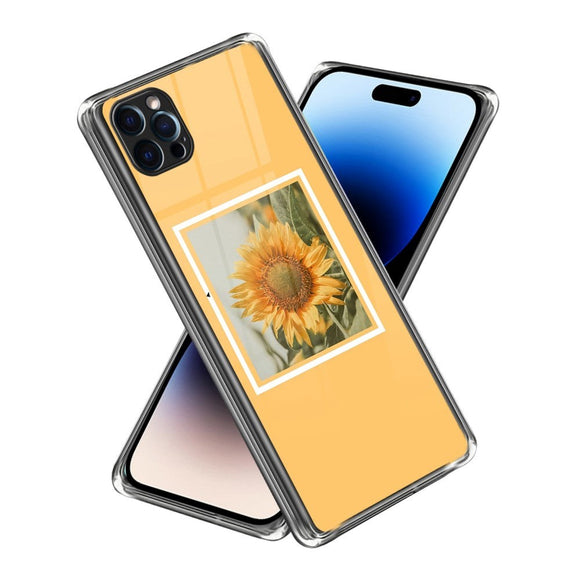 iPhone 14 Pro Fleksibelt Plast Cover - Solsikke i en Ramme