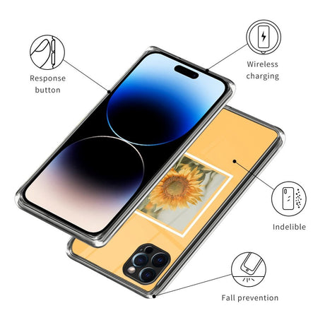 iPhone 14 Pro Fleksibelt Plast Cover - Solsikke i en Ramme