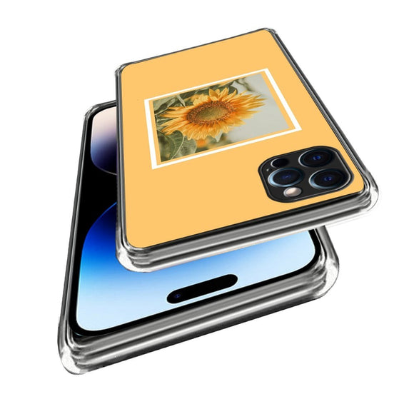 iPhone 14 Pro Fleksibelt Plast Cover - Solsikke i en Ramme