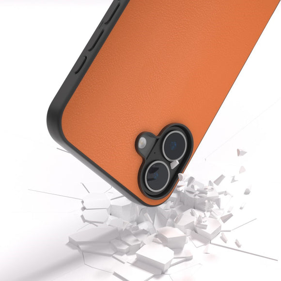 EIDERWOOD iPhone 16 Læderbelagt Plastik Cover - Orange