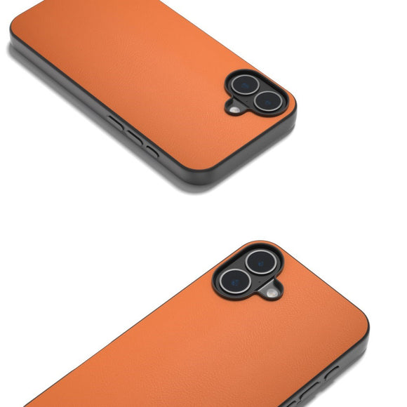 EIDERWOOD iPhone 16 Læderbelagt Plastik Cover - Orange